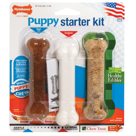Nylabone Nylabone Starter Kit Assorted Plastic Bones Chew Dog Toy 1.89 oz 3 pk N201PSKP